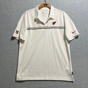 Nike Arizona Cardinals NFL On-Field Dri-FIT Polo Shirt Mens Large White Striped